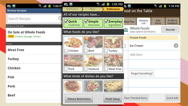 Food on the Table Builds Meal Plans and Grocery Lists To Go on Android, iPhone, and Online