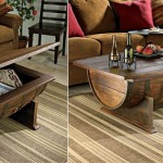 Whiskey Barrel Re-purposed as Coffee Table With Storage