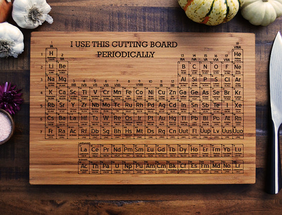 Periodic Table Engraved Bamboo Wood Cutting Board, Geekery Science Gift, Graduation or Wedding Gift, Chemistry Teacher, Student, Kitchen Art